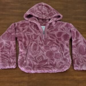 Abercrombie Kids Girl's pattern cozy logo quarter-zip hoodie Pink size 7/8 GUC